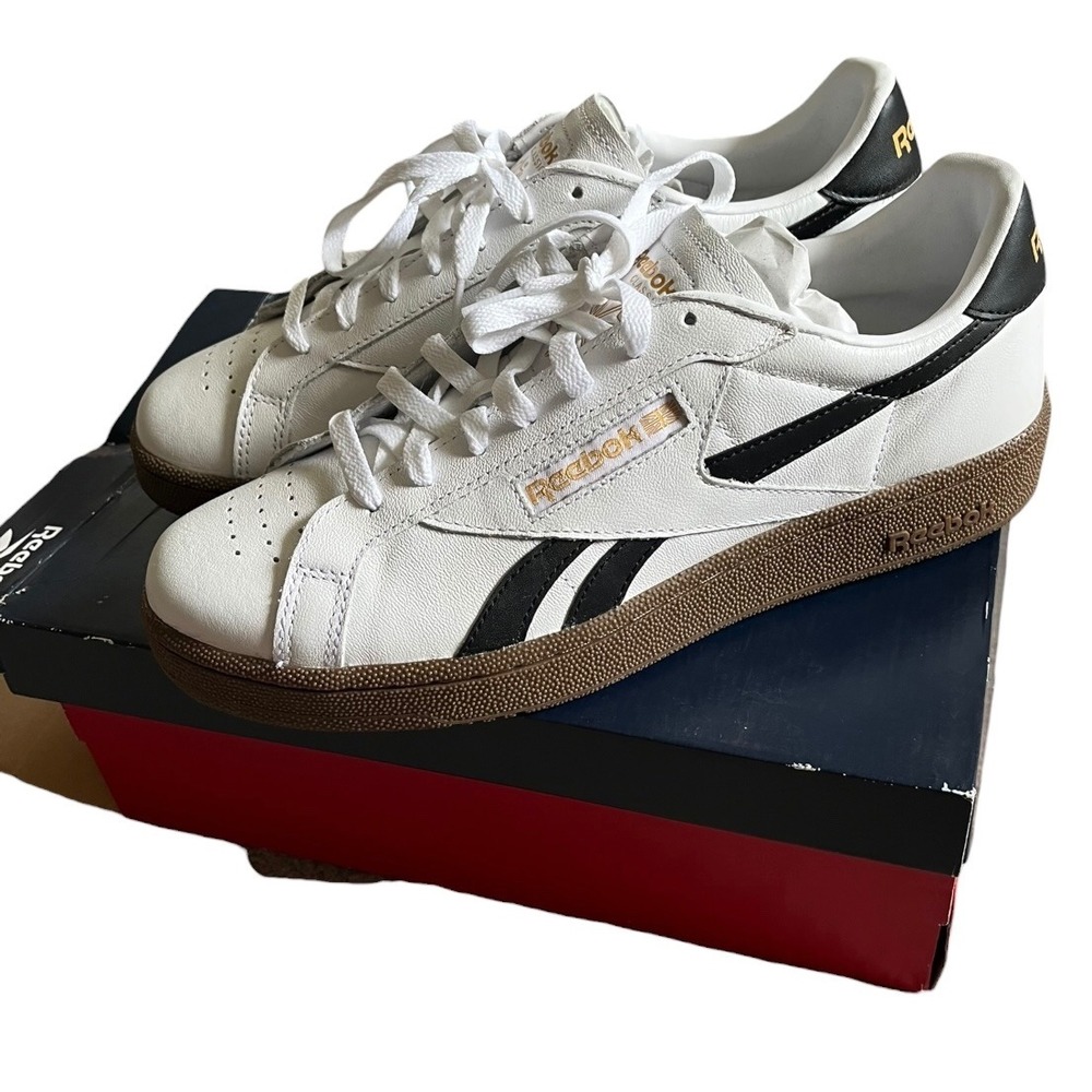 Reebok Club C Grounds UK White Black Gum Leather Sneakers 100202325 Mens 11 New